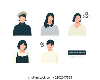 Illustration Set Of A Woman In Need Upper Body Icon