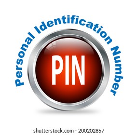 Illustration Of Shiny Round Glossy Button Of Personal Identification Number - Pin