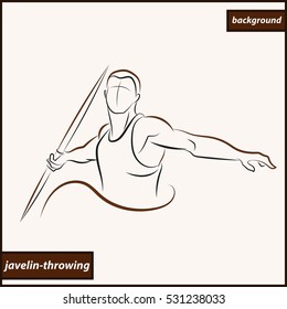 Illustration shows a athlete throwing javelin. Sport. Javelin throwing