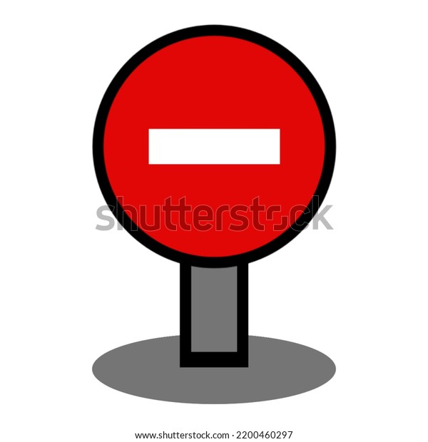 illustration of a sign prohibiting\
entry or passing through an area, red and white in a\
circle.