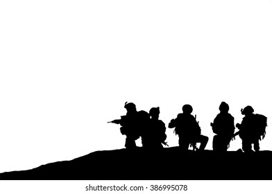 Illustration Silhouette Of Military Army Personnel