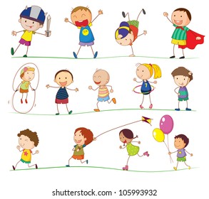 Illustration of simple kids playing - Powered by Shutterstock