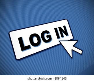 Illustration of simulated computer screen with LOG IN box and mouse pointer
