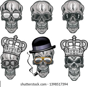 Set Different Skull Characters Different Hats Stock Vector (Royalty ...