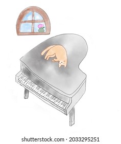 Cat Play Piano Stock Illustrations Images Vectors Shutterstock