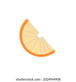 Illustration Of A Slice Of Orange With A Dark Orange Skin On The Outside, Salmon Flesh On The Inside, And White Fruit Lines.