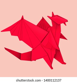 Illustration Of A Small Origami Paper Dragon