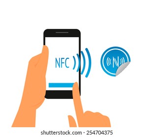 Illustration Of Smartphone With Nfc Function And Mobile Tag