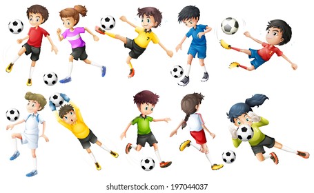 Illustration of the soccer players on a white background - Powered by Shutterstock