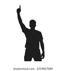 illustration , solid black silhouette of a victory sign white background
