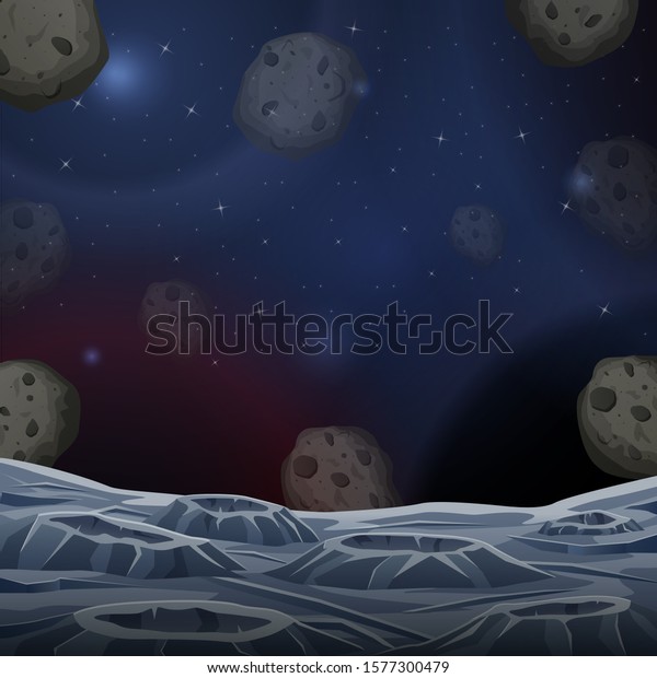 Illustration of space asteroid\
surface