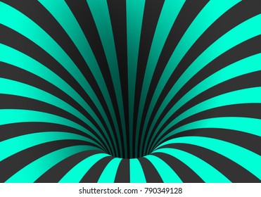 Illustration Of Spiral Optical Illusion Template. Spiral Twisted Vortex Tunnel Shape