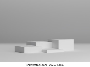 Illustration Of Square Museum Pedestal, Stage, 3d Podium. Plinth Art Design Blank Template Mockup. Abstract Concept Graphic Element For Products.