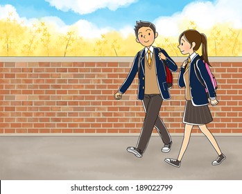 Illustration Students Walking School Stock Illustration 189022799 ...