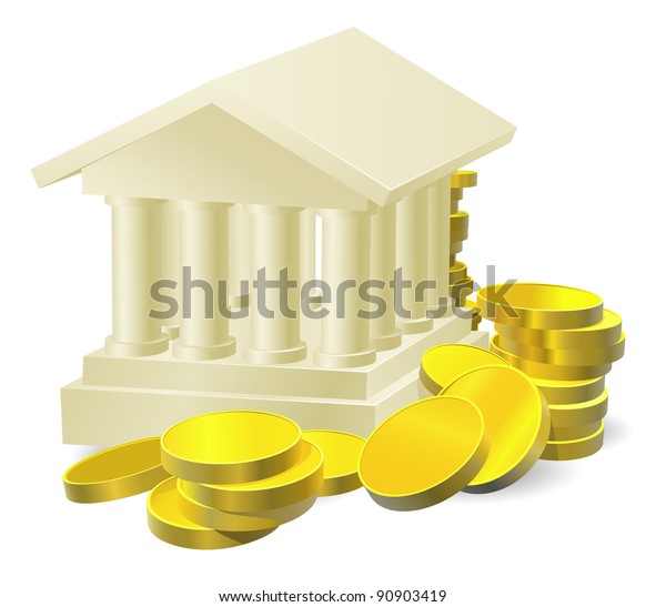 Illustration Stylized Bank Building Surrounded By Stock Illustration ...