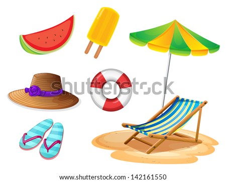 Illustration of the summer foods and things on a white background