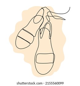 illustration summer sandals  in one line style and abstract shapes  outline sticker  shoes  fashion   beauty concept