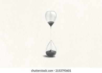 Illustration Of Surreal Hourglass Balloon, Abstract Time Concept