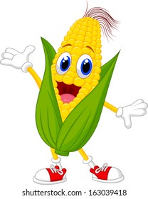Illustration of a Sweet Corn Character Presenting 