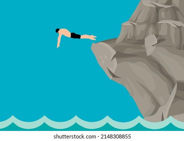 illustration of swimming and diving jump - Powered by Shutterstock