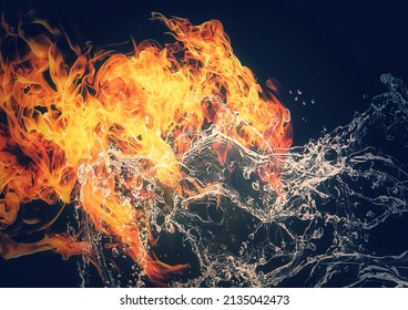 Illustration Of Swirling Fire And Water