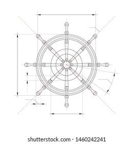 Illustration Technical Drawing Yacht Wheel Stock Illustration ...