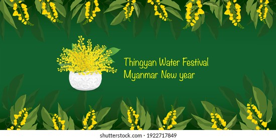 Illustration Of Thingyan Background, Water Festival, Myanmar, Burma, Asian, 