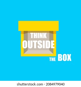 Illustration, Think Outside the Box, Creative Thinking Concept, Yellow Box Inside View.