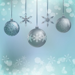 Illustration Of Three Christmas Decoration Balls With Snowflakes