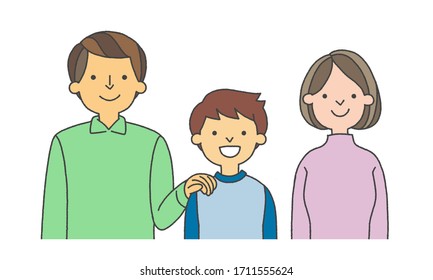 Illustration Of Three Family Members Smiling