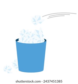 Illustration of throwing tissues into a trash can full of trash