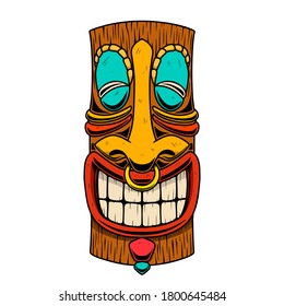 Illustration Tiki Tribal Wooden Mask Design Stock Illustration ...