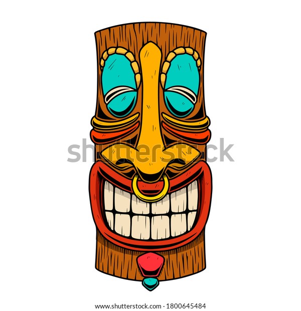 Illustration Tiki Tribal Wooden Mask Design Stock Illustration ...