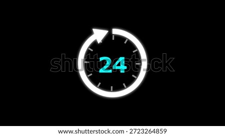 Illustration timer icon with 24 min. timer 24 minutes countdown icon. motion graphic arrow Clock 24 minute icon, white background 4k Illustration.