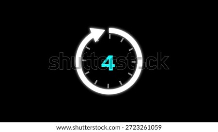 Illustration timer icon with 4 min. timer 4 minutes countdown icon. motion graphic arrow Clock 4 minute icon, white background 4k Illustration.