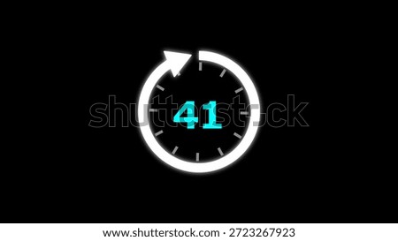 Illustration timer icon with 41 min. timer 41 minutes countdown icon. motion graphic arrow Clock 41 minute icon, white background 4k Illustration.