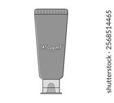 Illustration of a toothpaste tube containing 1450 ppm of fluoride