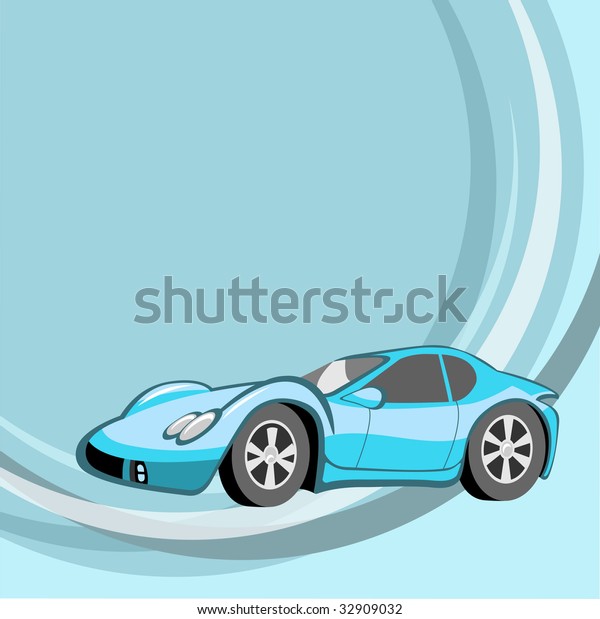  illustration of  Transport Cartoon  . Funny sport \
blue car