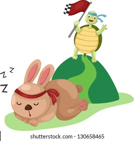  Illustration Of Turtle And Rabbit Running A Race  (EPS Vector Version Id 130017032,format Also Available In My Portfolio)