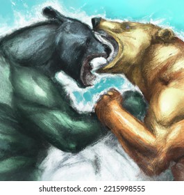 Illustration Of Two Bears Fighting