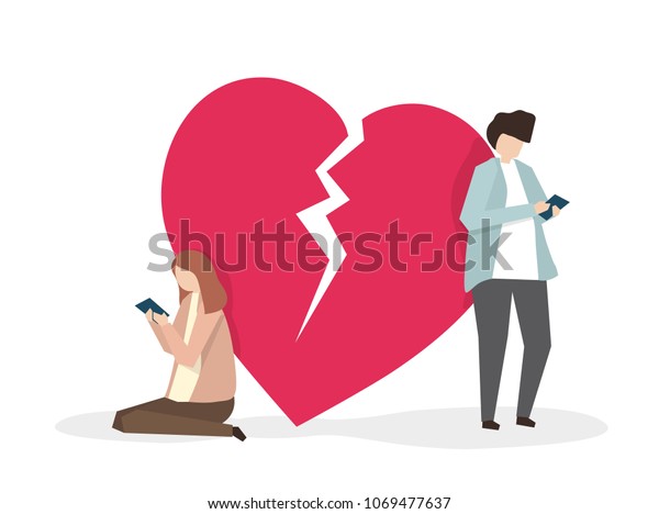 Illustration of two heartbroken\
people
