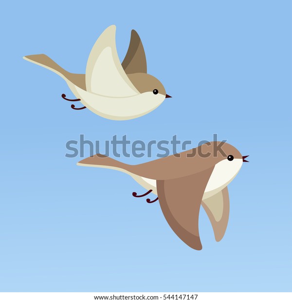 Illustration Two Little Birds Flying Stock Illustration 544147147