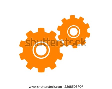 Illustration two orange cogs with white background 