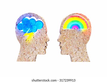  Illustration Of Two People With Different Thoughts And Emotions