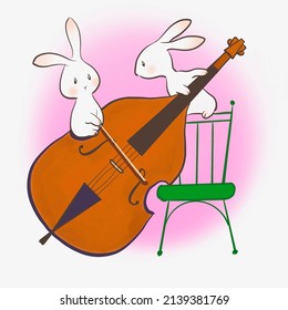 Ilustración de dos conejos jugando el contrabando con roles diferentes