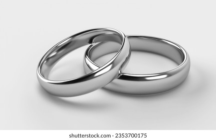 Illustration of two wedding silver rings. Unity concepts. 3d rendering - Powered by Shutterstock