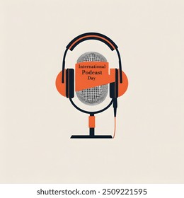 Illustration typography of international podcast day on microphone - Powered by Shutterstock