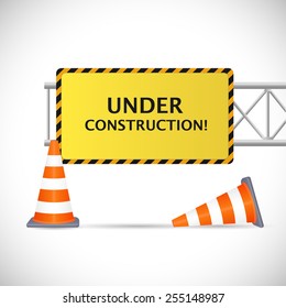 Illustration Under Construction Sign Safety Cones Stock Illustration ...