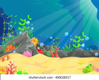 Cartoon Underwater Vector Illustration Undersea World Stock Vector ...