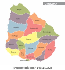 Illustration Uruguay Map Divided Into Regions Stock Illustration ...